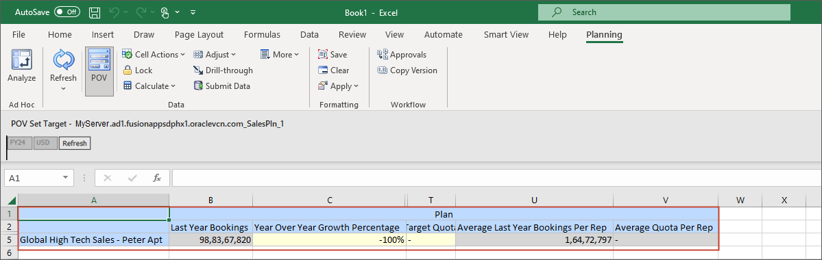 Open Form and Planning ribbon